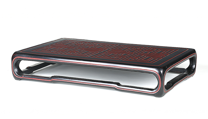 唐木朱彫中透平卓