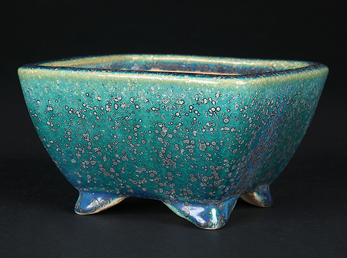 鴻陽織部釉正方鉢