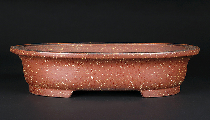 誠山梨皮泥外縁楕円鉢