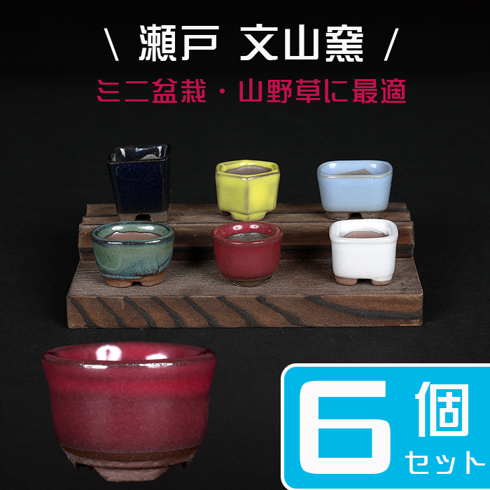 瀬戸焼文山窯色豆鉢６点セット（板付き）