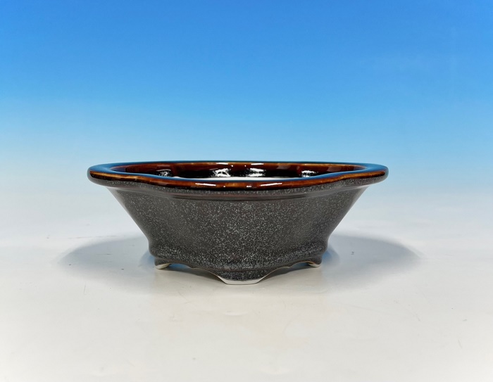 平安泉山辰砂釉星結晶木瓜式鉢(大)【バーゲン特別価格】