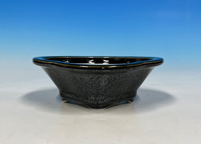 平安泉山黒釉星結晶木瓜式鉢(小)【バーゲン特別価格】
