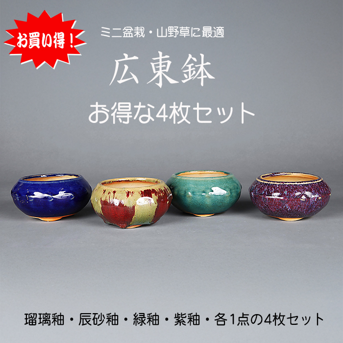 広東色小鉢4点セット