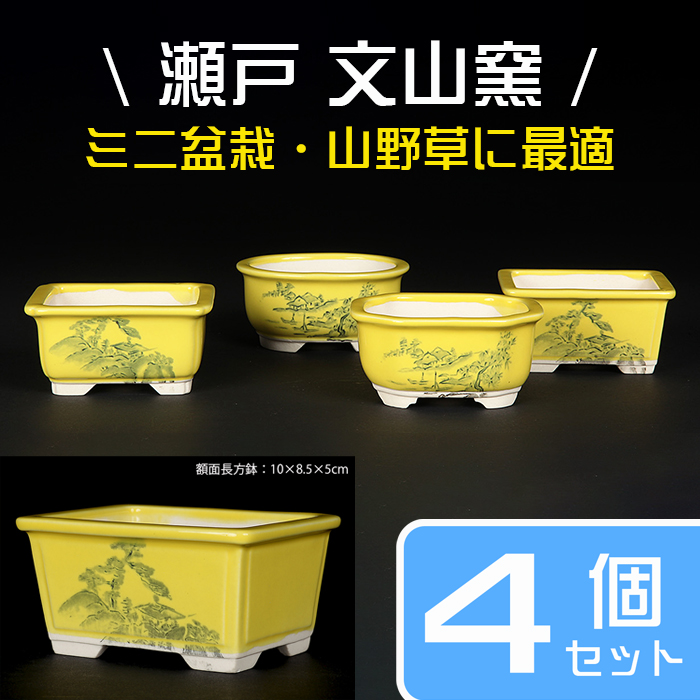 瀬戸焼文山窯色絵鉢4点セット（黄）