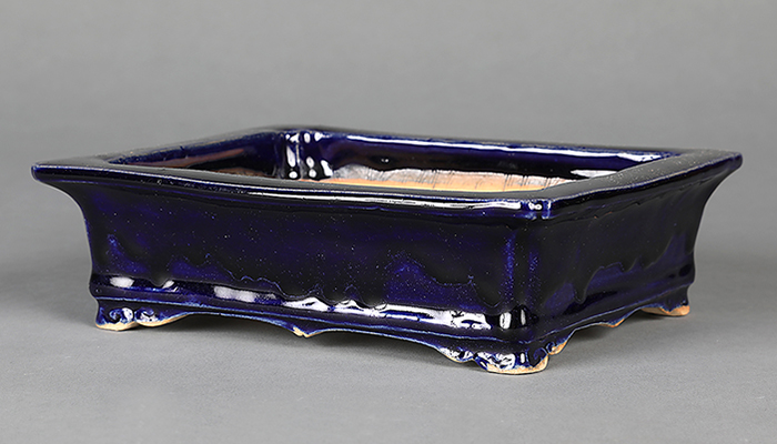 福茂瑠璃釉下紐長方鉢