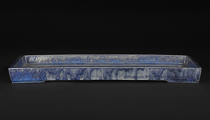 九輪瑠璃釉長方水盤